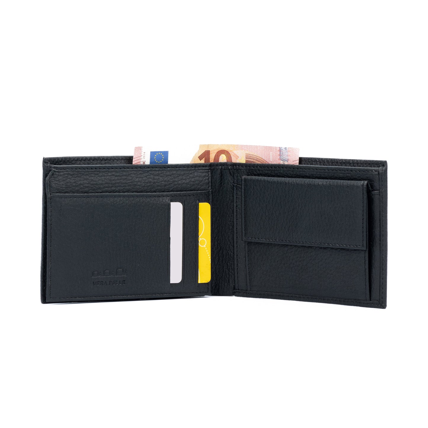Plånbok Trifold Full-Grain Leather - Svart