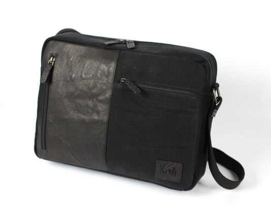 Axelremsväska Canvas / Full-Grain Leather - Svart