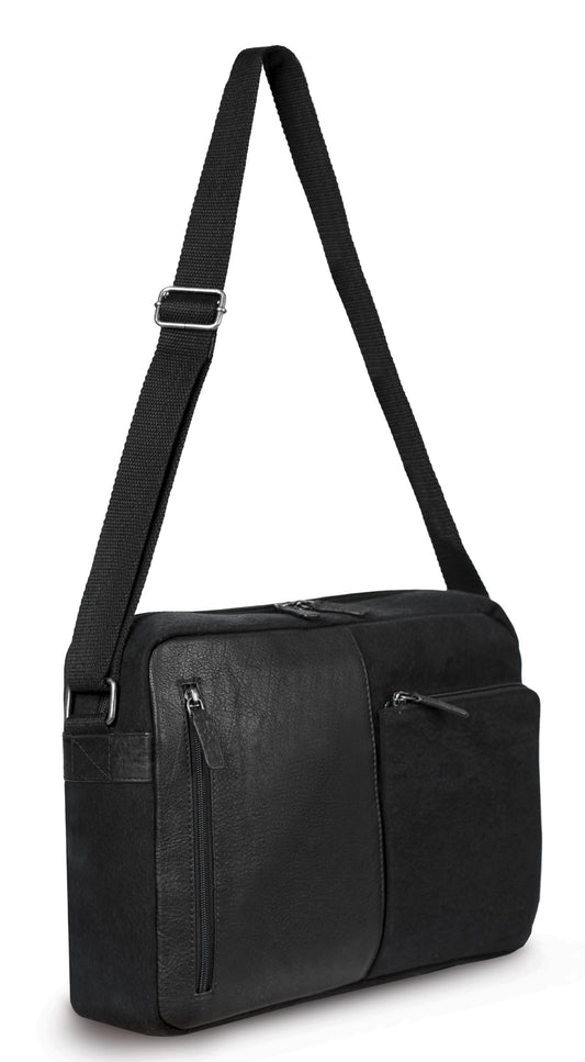 Axelremsväska Canvas / Full-Grain Leather - Svart