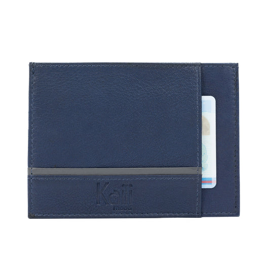 Korthållare Full-Grain Leather - Blå