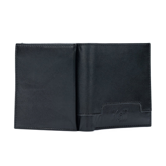 Plånbok Trifold Full-Grain Leather - Svart