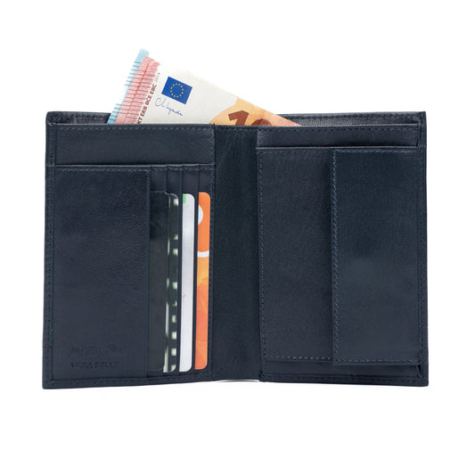 Plånbok Bifold Vertikal Full-Grain Leather - Blå