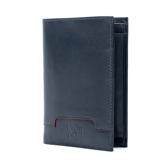 Plånbok Bifold Vertikal Full-Grain Leather - Blå