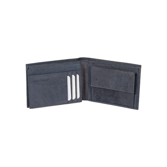Plånbok Trifold Full-Grain Leather - Blå