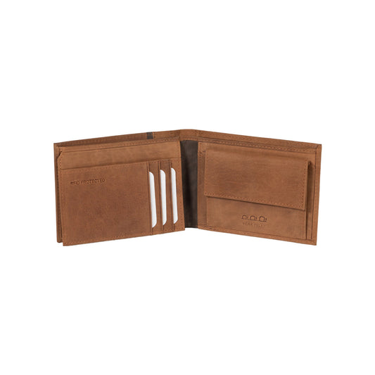 Plånbok Trifold Full-Grain Leather - Brun